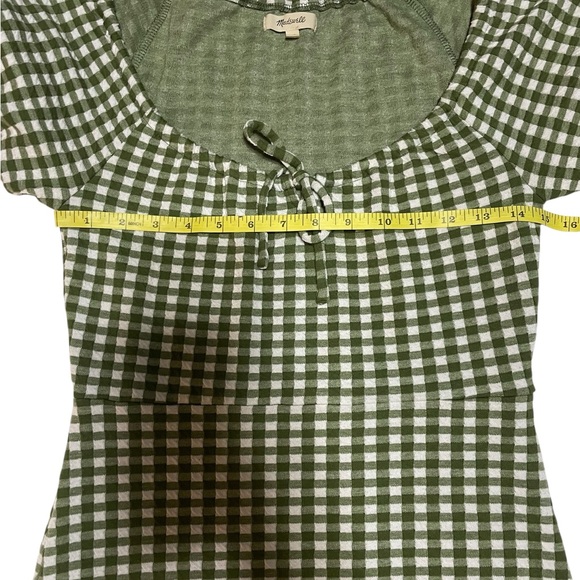 Madewell Jacquard Puff Sleeve Mini Dress‎ Green Gingham Check XS Cottagecore - Picture 8 of 11